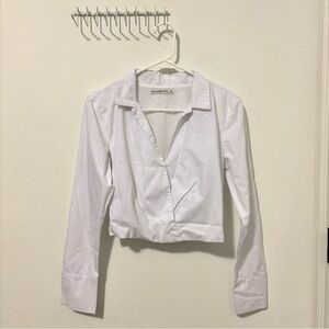 Abercrombie & Fitch Cropped Collared White Blouse